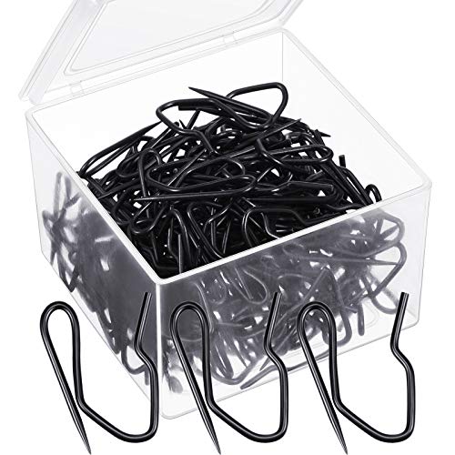 58 Pack Metal Curtain Hooks Pin-On Drapery Hooks 1.2 by 1 Inch for Window Curtain, Door Curtain and Shower Curtain (Black)