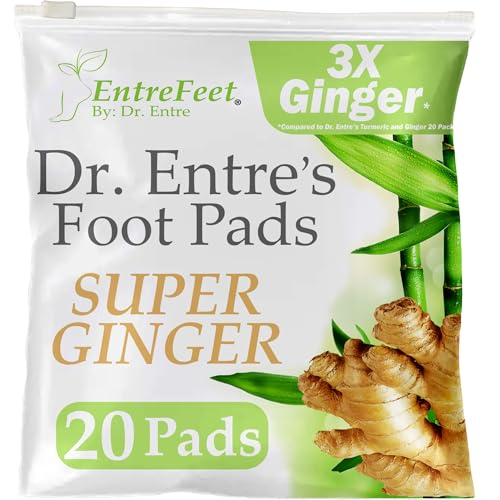 Dr. Entre's Super Ginger Foot Pads: Premium Effective Foot Pads to Feel Better, Sleep Better & Relieve Stress | 20 Pack of Natural Foot Patches