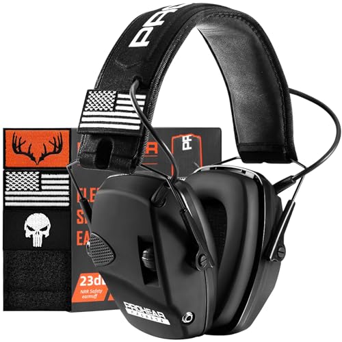 PROHEAR Electronic Ear Protection for Shooting with 4X Sound Amplification, Gun Range Hearing Protection Muffs, NRR 23dB Noise Reduction Headphones for Hunting, Black