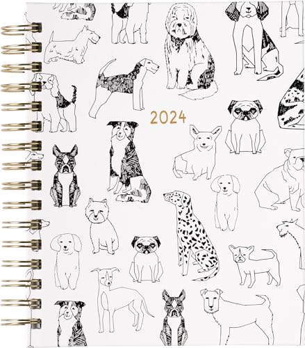 2024 Eccolo Spiral Agenda Planner, Pet Illustration, Weekly & Monthly Views, 12 Months, Sticker Sheets, Inspiring Graphics and Quotes (7.75 x 8.75, Hardcover)