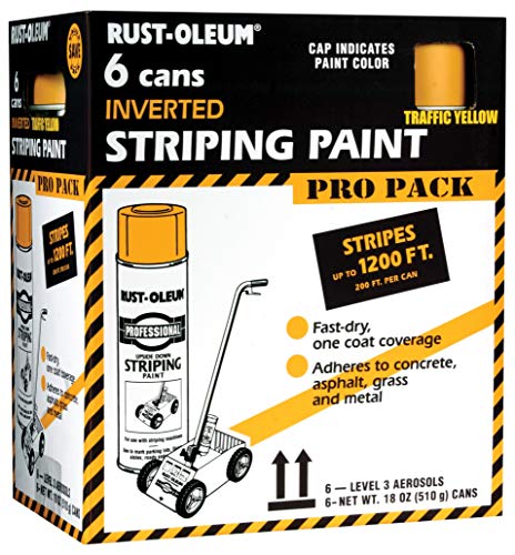 Rust-Oleum P2548849 Professional Striping Spray Paint Contractor Pack, 18 oz (Pack of 6), Yellow