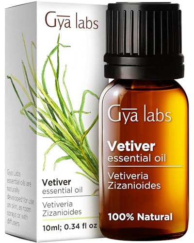 Gya Labs Calming Vetiver Essential Oil for Diffuser & Aromatherapy - Premium Vetiver Oil for Body Comfort - Vetiver Essential Oil for Soaps & Candles (0.34 fl oz)