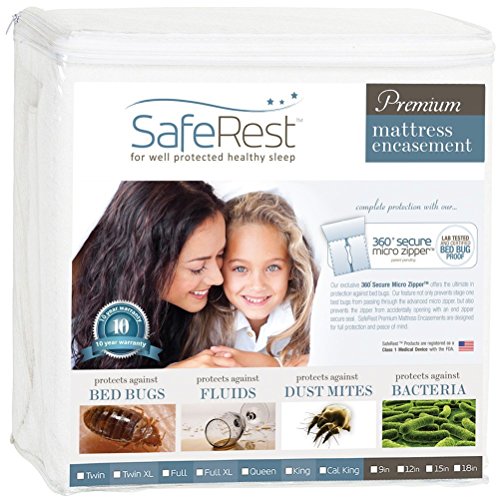 SafeRest Zippered Mattress Protector - Premium 9-12 Inch Waterproof Mattress Cover for Bed - Breathable & Noiseless Washable Mattress Encasement - King