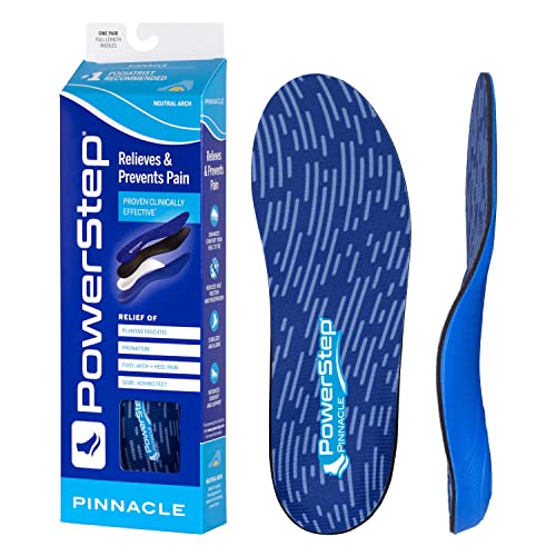 Powerstep Pinnacle Insoles - Orthotics for Plantar Fasciitis Relief - Full Length Orthotic Insoles for Arch Support with Moderate Pronation - #1 Podiatrist Recommended (M 10-10.5 W 12)