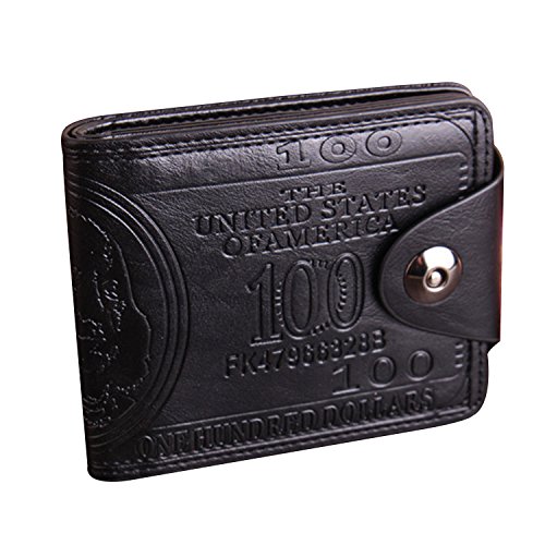 LUI SUI Men Us Dollar Bill Wallet Billfold Leather Credit Card Photo Holder