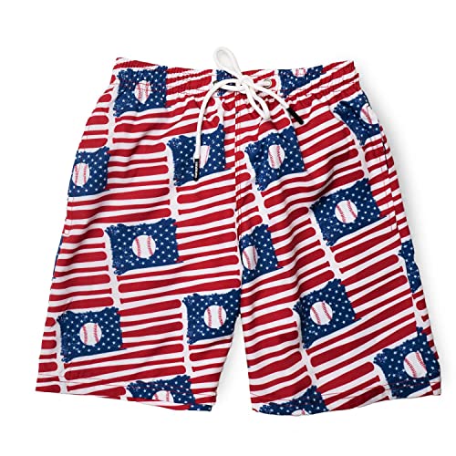 Baseball Swim Trunks | All American Baseball Swim Shorts | Patriotic | Youth Small