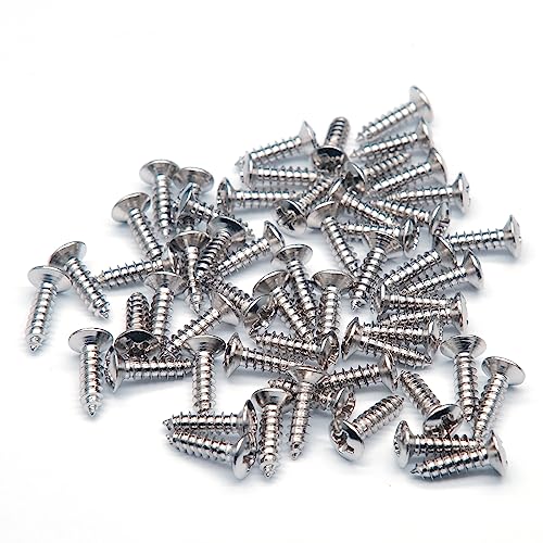 harpfeas 3MM Electric Guitar Bass Pickguard Screws Pick Guards Scratch Plate Mounting Screws for Fender Strat ST Tele TL Stratocaster Telecaster Gibson LP Les Paul SG Guitar Pack of 50 (Chrome)