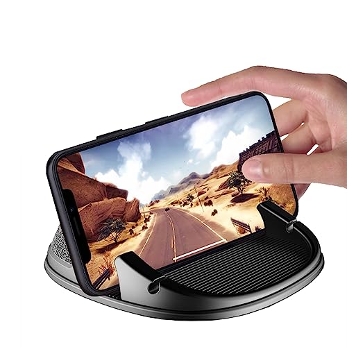 NGHEY 1 PC Car Phone Holder, 360° Rotatable Car Dashboard Phone Holder Mount, Anti-Slip Silicone Car Pad Phone Stand, Compatible with iPhone, Samsung, Android Smartphones, GPS Devices (Black)