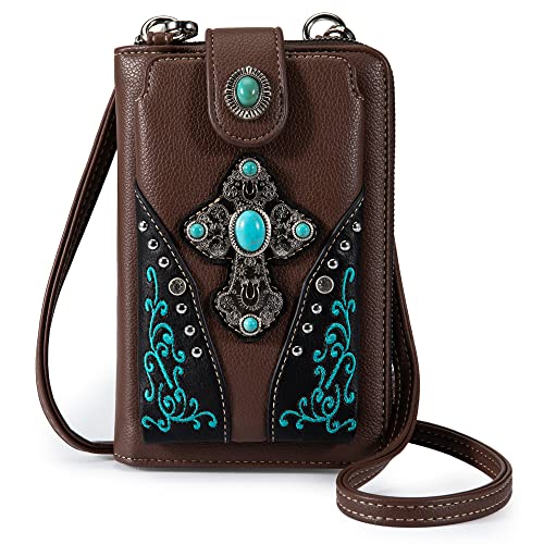 Montana West Crossbody Cell Phone Purse For Women Western Style Cellphone Wallet Bag Travel Size With Strap PHD-112CF