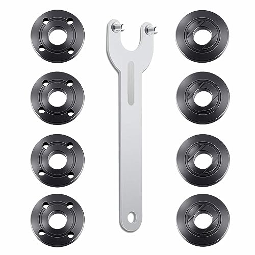 Fyjbnh 9PCS Angle Grinder Nut Angle Grinder Wrench Kit 5/8-11 Flange Metal Lock Nut for Compatible with Dewalt Milwaukee Makita193465-4 Metabo Bosch 4.5' 5' Grinder Parts