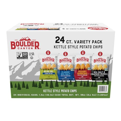 Boulder Canyon 012283 Potato Chip Variety Pack, 1.5oz. Bags, 24/CT, Ast