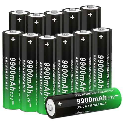 CWUU 18650 Rechargeable Battery 3.7V 9900mah High Capacity Long-Lasting for Flashlight, Toys and Pathlight 240705-3S (ButtonTop, 12 PACK)