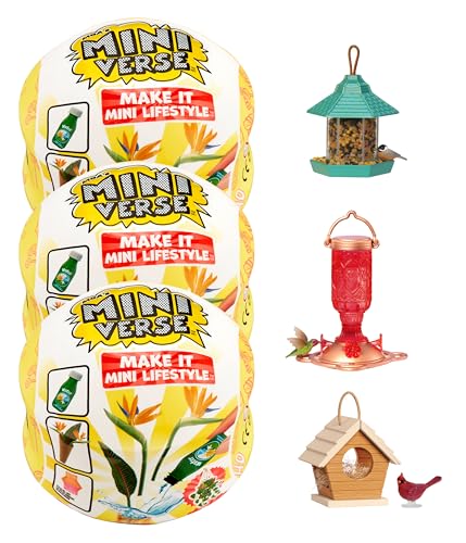 MGA's Miniverse Make It Mini Lifestyle Home Series 1 Birdfeeders Bundle (3 Pack) Mini Collectibles, Mystery Blind Packaging, DIY, Resin Play, Replica Items, Collectors, 8+