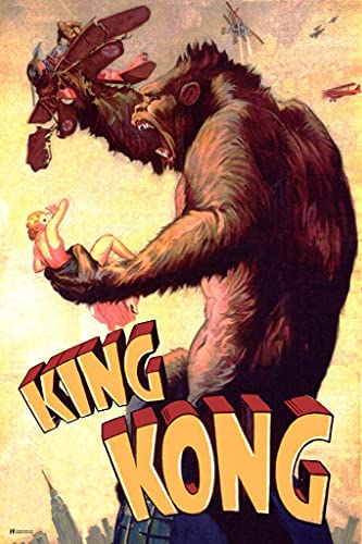 King Kong 1933 Airplanes Retro Vintage Classic Hollywood Film Giant Ape Monkey Kaiju Horror Movie Poster Monster Merchandise Original King Kong Cool Wall Decor Art Print Poster 24x36