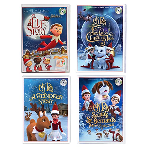 The Elf on the Shelf Animated DVD Movie Complete Pack: Santa's Reindeer Rescue, Santa's St. Bernards Save Christmas, A Fox Cub's Tale, & An Elf's Story