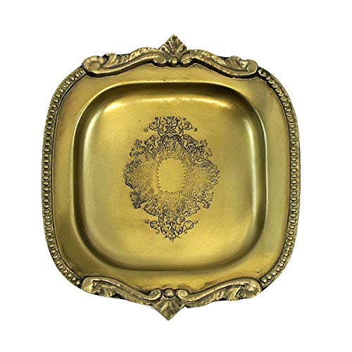 HlpiAMok Aeiniwer TG,LLC Treasure Gurus Vintage Decorative Brass Coin Tray Embossed Jewelry Ring Dish Trinket Holder Vanity Decor