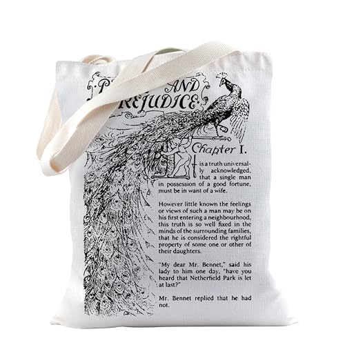 TSOTMO Pride Book Merch Gift Prejudice Book Lovers Gift Jane Novelist Fans Gift Obstinate Headstrong Gift Literary Bag (Pride Book)