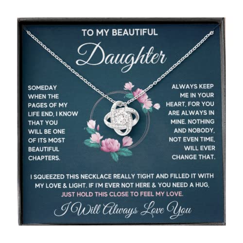 Daughter Gift From Mom Mother Daughter Necklace Birthday Graduation Christmas Jewelry Gifts For My Beautiful Daugther Adult Daughter with Message Card and Gift Box, Gemstone, Cubic Zirconia
