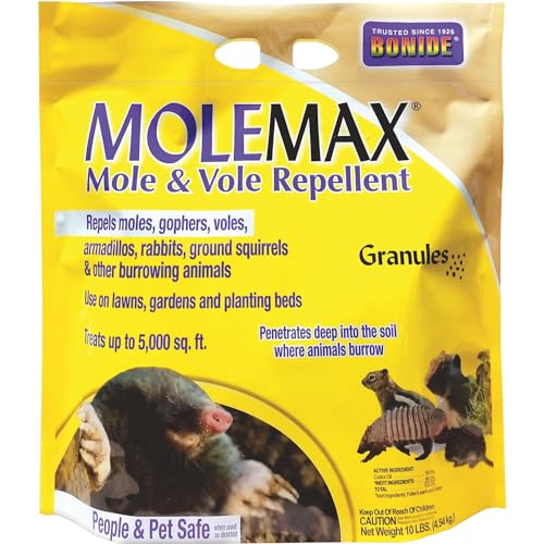 Bonide MOLEMAX Mole & Vole Repellent Granules, 10 lbs. Ready-to-Use, Outdoor Lawn & Garden Mole Control, People & Pet Safe