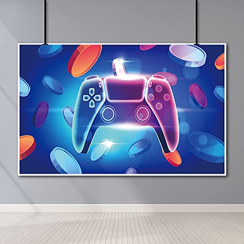 5x3Ft Video Game Backdrops for Boy Colorful Video Game Controller Gamepad for Boy Party Decorations Glow Gamer Photography Background Video Gaming Party Backdrop Decoration Banner