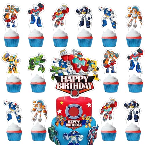25pcs Rescue Cake Topper and Cupcake Toppers Set, Rescue Birthday Party Supplies for Bots Party Decorations