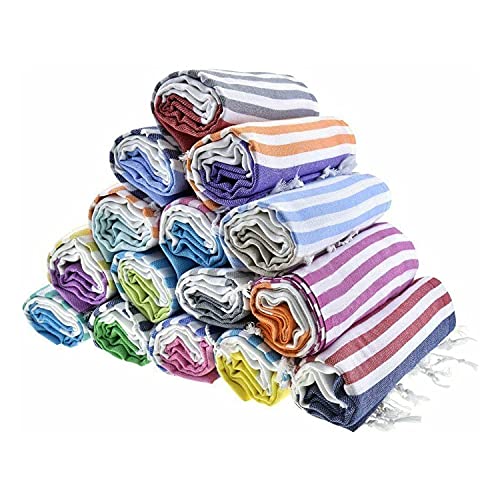 HAVLULAND Set of 6 Turkish Beach Towel Oversized 40x72 inch 100% Cotton Turkish Bath Towels Sand Free Quick Dry Extra Large Lightweight Travel Towel for Adults Beach Gifts