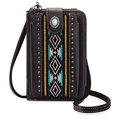 Montana West Crossbody Cell Phone Purse For Women Western Style Cellphone Wallet Bag Travel Size With Strap PHD-105BK