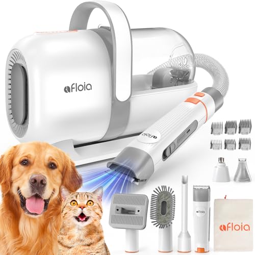 Afloia Dog Grooming Kit, Pet Grooming Vacuum & Dog Clippers Nail Trimmer Grinder & Dog Brush for Shedding with 6 Pet Grooming Tools, Low Noise Dog Hair Remover Pet Grooming Supplies for Dog Cat