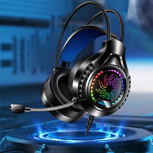 Gaming Headset - Headworn Earphones, Wired Earphones, Noise Cancelling Headphones with Mic, Illuminated Dual 3.5mm+USB Powered Gaming Earphones(Black) #B