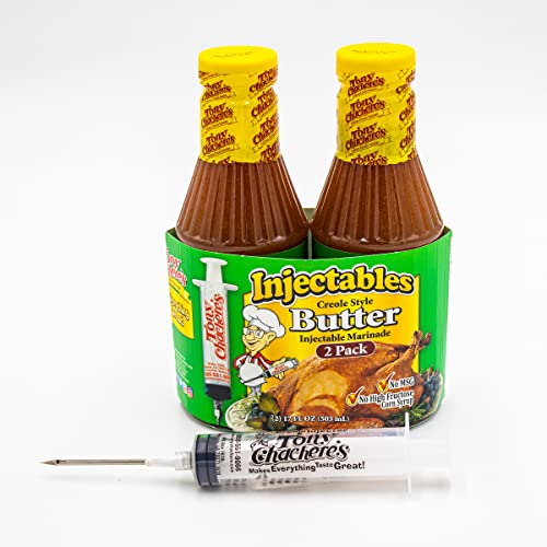 Tony Chachere's 2 Pack Creole Style Butter Marinade Injector Kit | Perfect for Injecting Poultry, Pork, Beef, and All Your Proteins | Give Your Dish The Flavor Boost Needed to Be A Party Hit