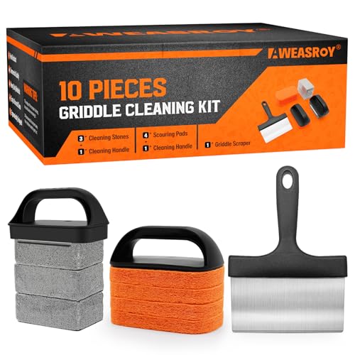Griddle Cleaning Kit for Blackstone, Flat Top Grill Cleaning Kit with Grill Stone, Griddle Scraper & Griddle Brush Easy to Remove Stain