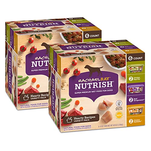 Rachael Ray Nutrish Premium Natural Wet Dog Food, Hearty Recipes Variety Pack, 8 Ounce Tub (Pack of 12)