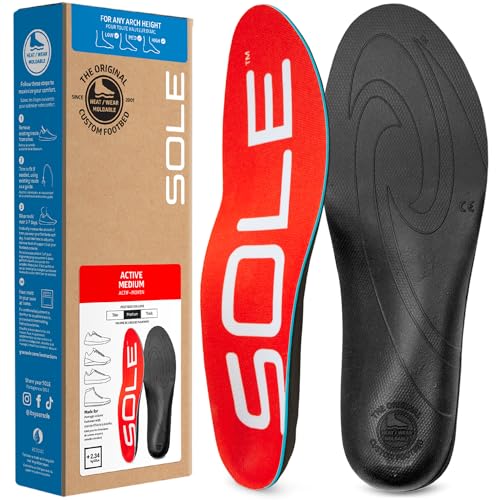 SOLE Active Medium - Plantar Fasciitis Relief Arch Support Insoles - Orthotic Shoe Inserts - Men's Size 10/Women's Size 12