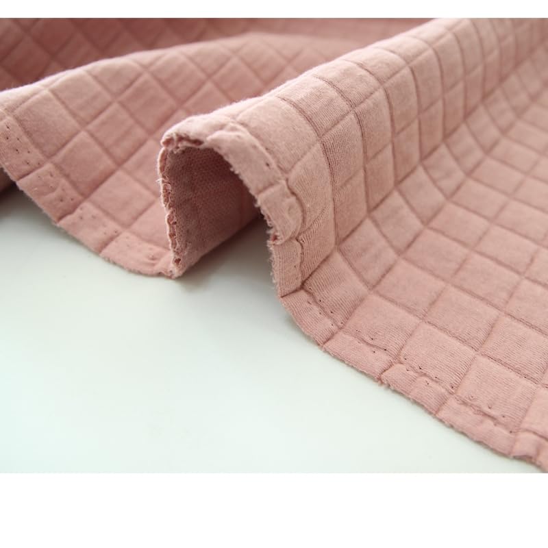 Square Pre Quilted Triple Layer Jersey Fabric by The Yard Knit, Daimaru Double Faced 60' Wide CM Kind Solid (Indigo Pink)