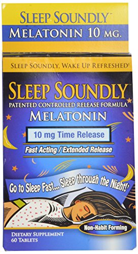 Sleep Soundly Melatonin 10mg, Fast Acting, Extended Release Sleep Formula, 60 servings, Blue