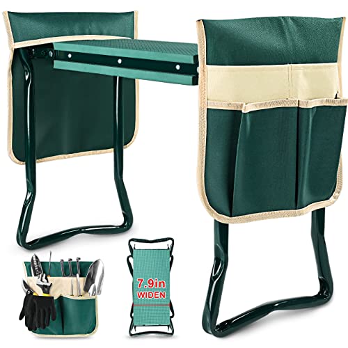 KVR Upgraded Garden Kneeler and Seat with Thicken & Widen Soft Kneeling Pad,Heavy Duty Foldable Gardener Stool with 2 Tool Pouches,Gardening Gifts for Women Mom Men Seniors¡­…