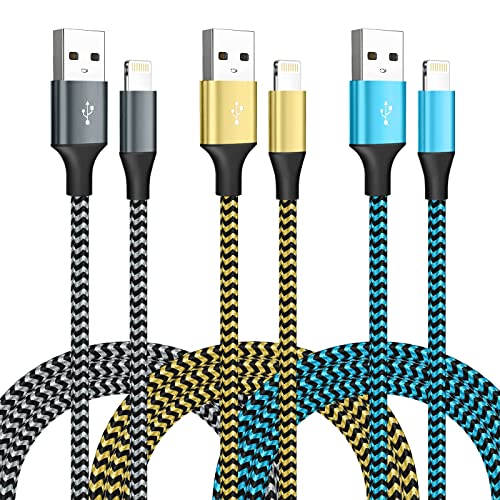 Jeercor [Apple MFi Certified] iPhone Charger 3 Pack 6FT USB Lightning Cable Fast Charging Nylon Braided Cord Compatible with 14/13/12/11 Pro Max/XS MAX/XR/XS/X/8/7/Plus/6S/6/SE/5S/iPad