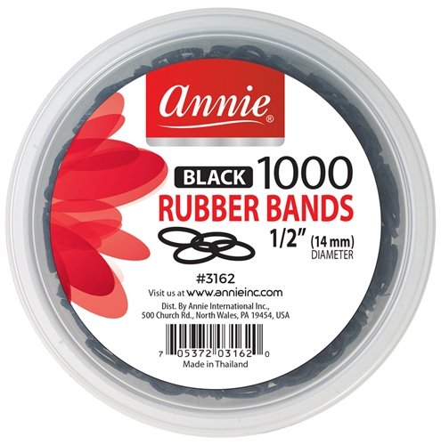 ANNIE 1000 RUBBER BANDS 1/2' #BLACK