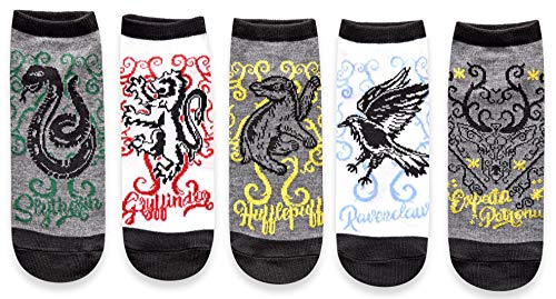 Harry Potter Houses Expecto Patronum Fancy Scroll Artwork Juniors/Womens 5 Pack Ankle Socks