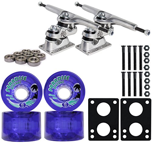 Bigfoot Gullwing 9in Raw Longboard Trucks 65mm Islanders Purple Wheels