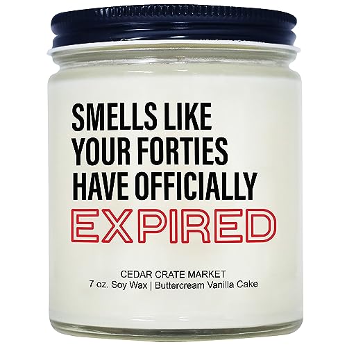 50th Birthday Gifts for Her | Your 40s Have Expired | Funny 50th Birthday Candles Gift idea for Women | Unique Birthday Gifts for Friends, Mom, Wife | Buttercream Vanilla Scened Soy Candle | USA Made