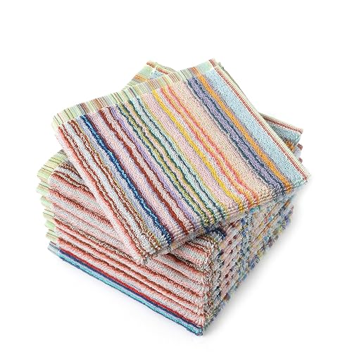 Oeleky Kitchen Dishcloths for Washing Dishes, Ultra Absorbent Dish Rags, Cotton Cleaning Cloths Pack of 8, 12x12 Inches (Mix-1, 12x12 inch)