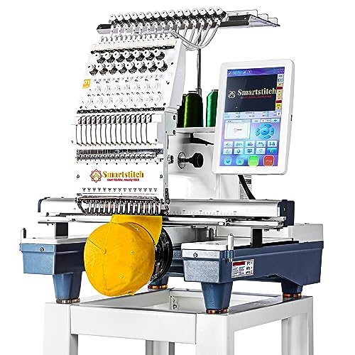 Smartstitch S-1501 Commercial Embroidery Machine with 15 Needles, 1200SPM Max Speed, 12' Touch Screen, Wifi available, 14'x20' Embroidery Area, capable of embroidering on Flat, Hat, T-shirt and more