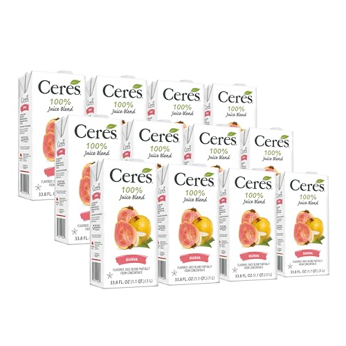 Ceres 100% All Natural Pure Fruit Juice Blend - Delicious Guava Edition - Rich in Vitamin C, No Added Sugar or Preservatives, Cholesterol Free, Gluten Free - 33.8 FL OZ (Pack of 12)