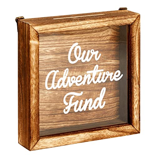 Juvale Our Adventure Fund, Vacation Shadow Box for Weddings, Honeymoon Savings Piggy Bank for Adults (7 x 7 Inches)