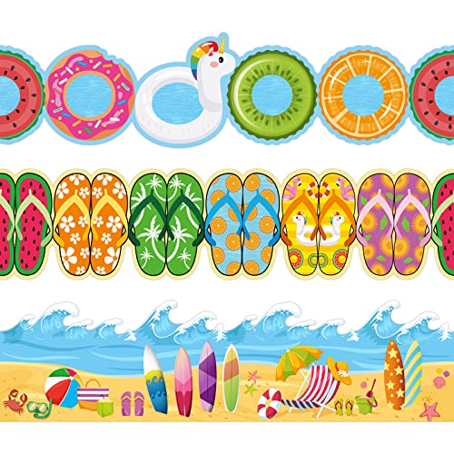 72 Feet Summer Bulletin Board Borders Ocean Weaves Swimming Tubes and Flip Flop Themed Classroom Decorations Border Trim