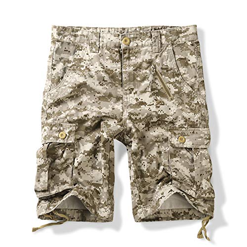 OCHENTA Men's Camo Cargo Shorts with 6 Pockets Casual Military Work Outdoor Wear Camo S 32