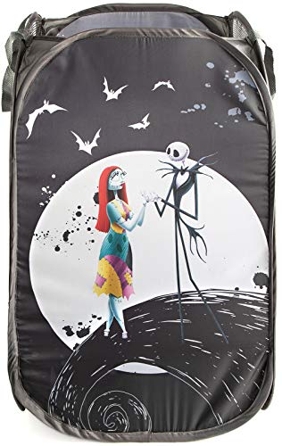 Jay Franco Disney Nightmare Before Christmas Jack & Sally Pop Up Hamper - Mesh Laundry Basket/Bag with Durable Handles (Official Disney Product)