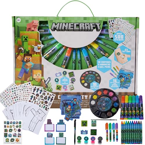 Innovative Designs Minecraft Creativity Fun Kids Art Set for Coloring, Painting, and Crafts