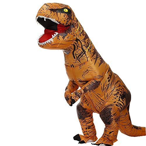 KOOYNN Inflatable Dinosaur Costume for Adult Halloween Trex Blow up Costumes Adult Size (BROWN)